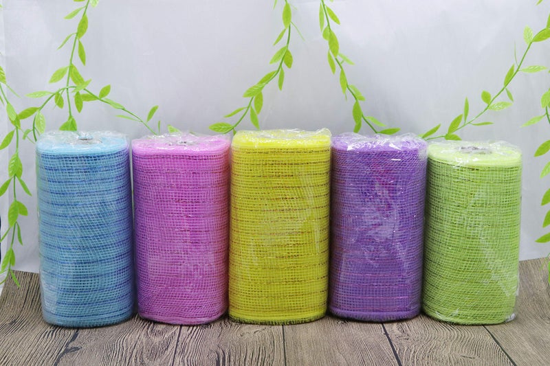 YYCRAFT 6 inch x 30 feet(10 Yards)-YYCRAFT Metallic Poly Mesh Ribbon for Easter Day Decoration/Wreath Making Craft(5 Pack) - Image 4